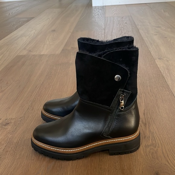 Fabianelli made in Italy Winter Boots Shearling Leather Black Sz 38 EU 7.5-8 US - Picture 4 of 15